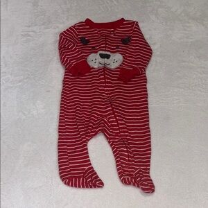 carters Red Striped zipper One Piece footie/ sleeper